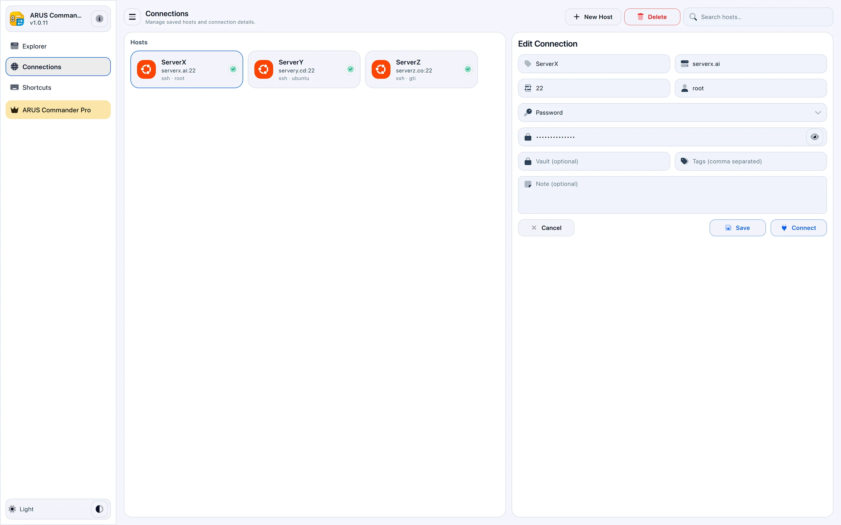 ARUS Commander — مدیر فایل دوپنجره‌ای SFTP و SSH screenshot 3