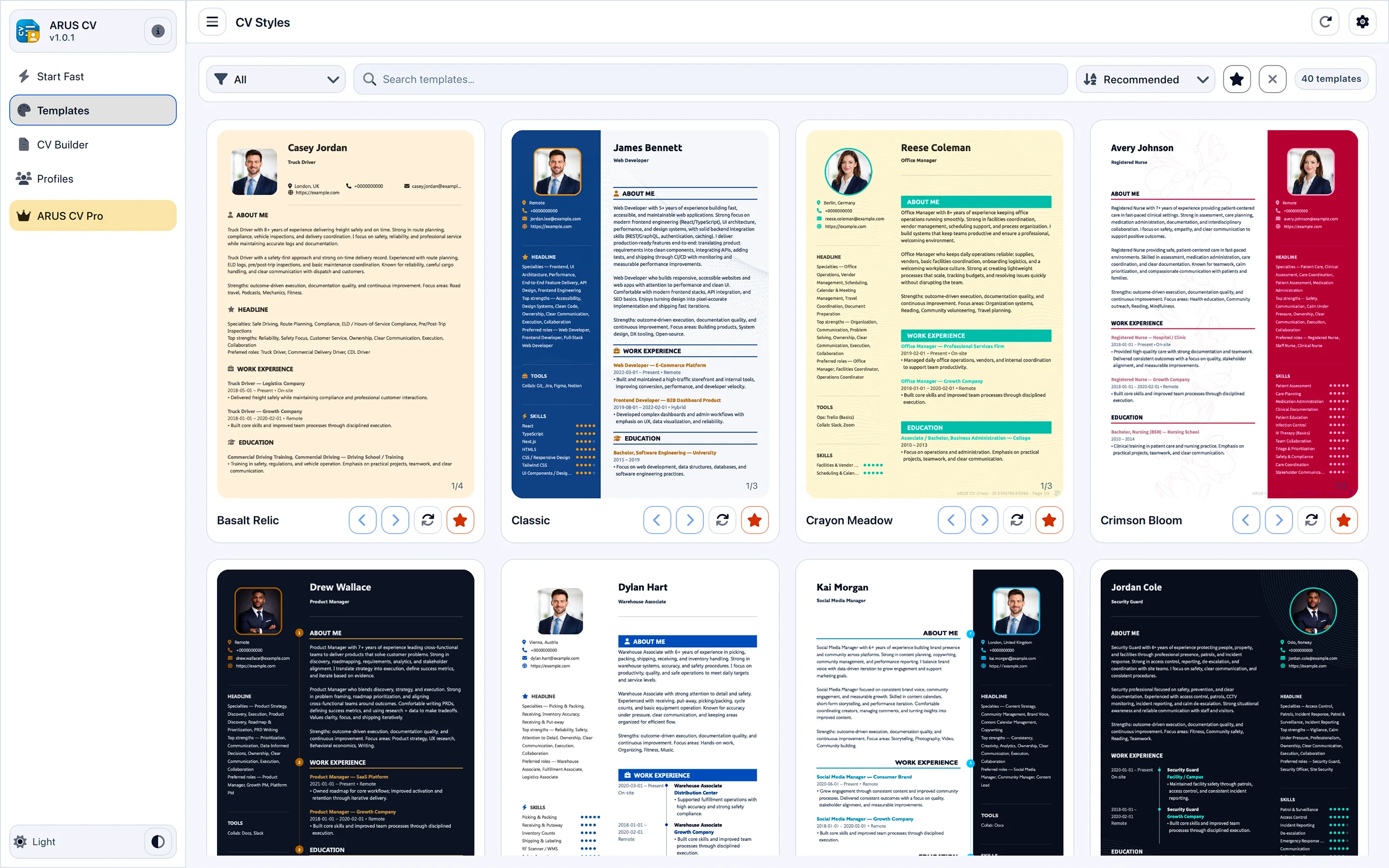 ARUS CV — ATS-Friendly Resume Builder & Professional PDF CV Maker screenshot 1