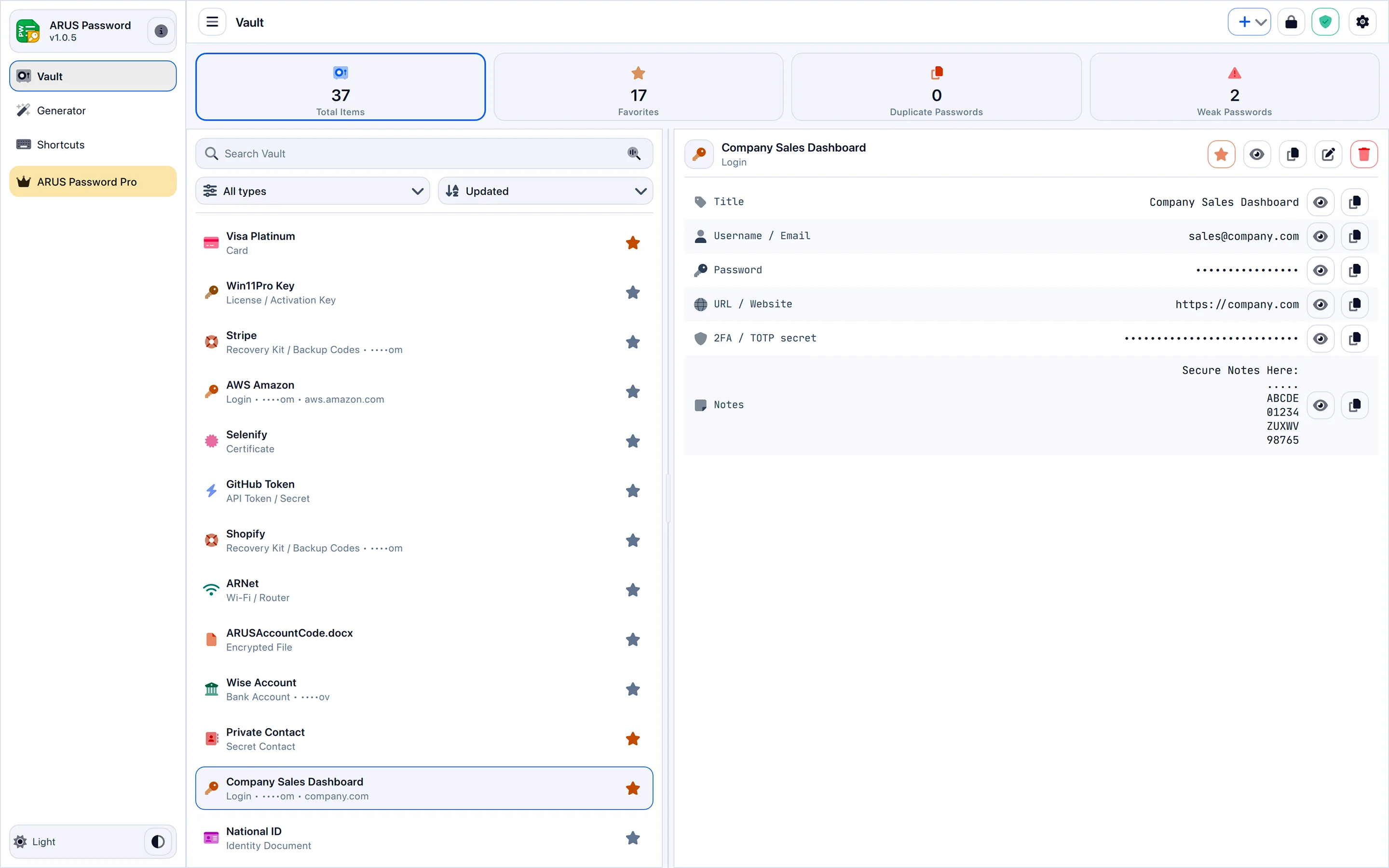 ARUS Password — Offline Password Manager & Encrypted Vault screenshot 1