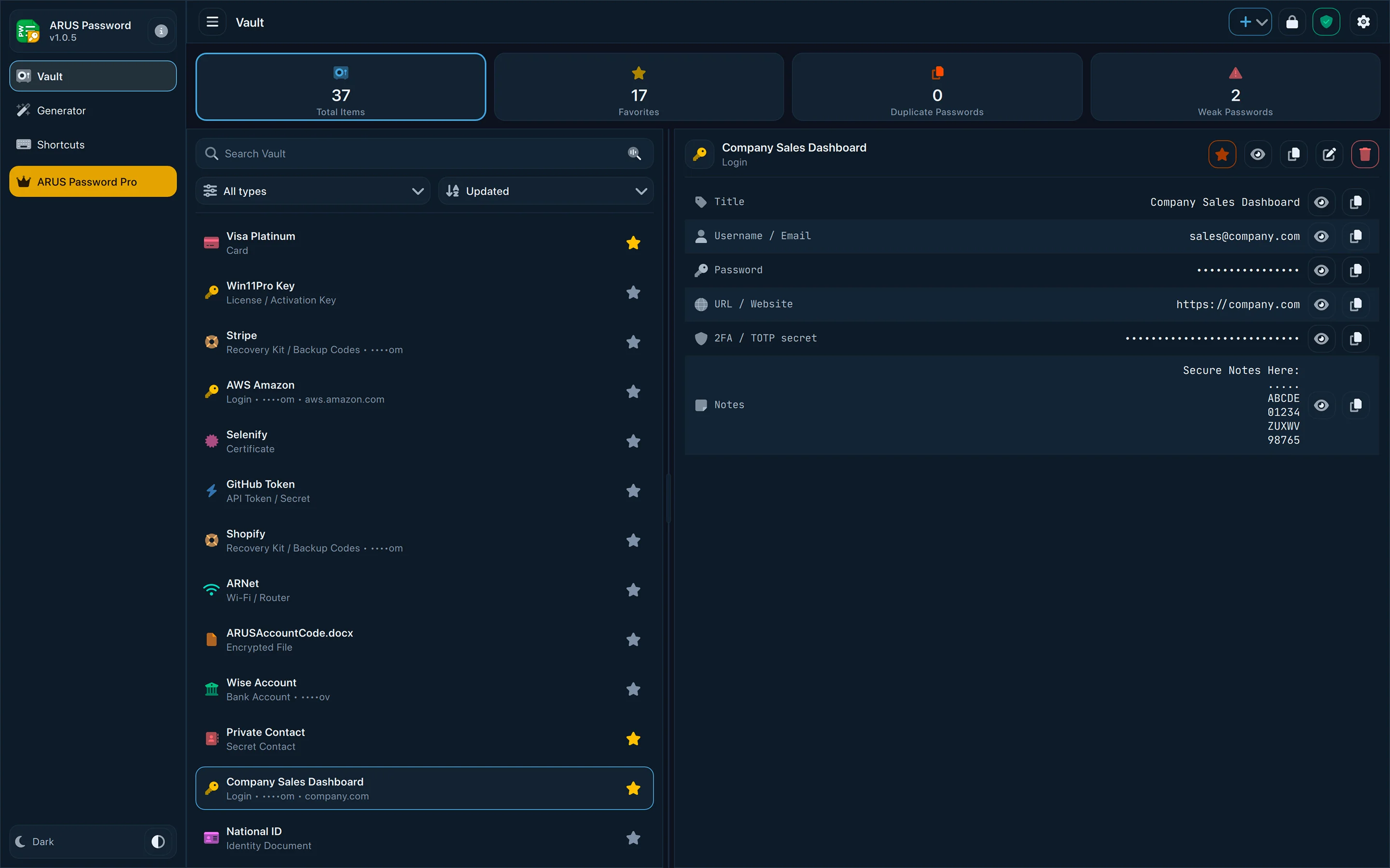 ARUS Password — Offline Password Manager & Encrypted Vault screenshot 2